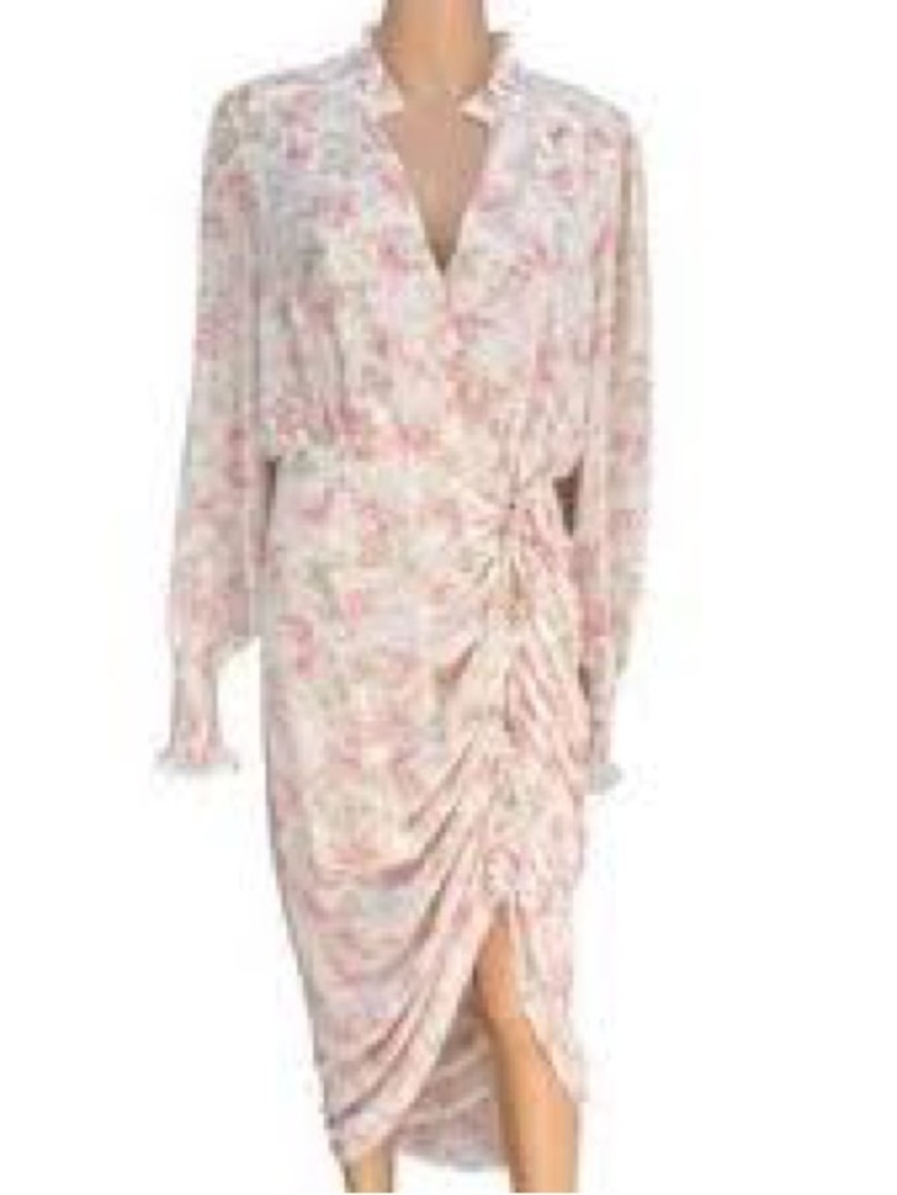 Mabel Pink Floral Wrap Midi Dress